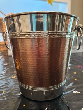 Cynthia Rowley  Hammered Copper-Tone Metal Ice Bucket with Handles